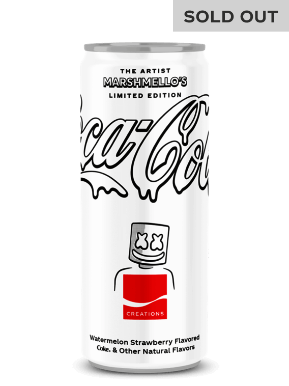 coca cola marshmello coke creation in a white can